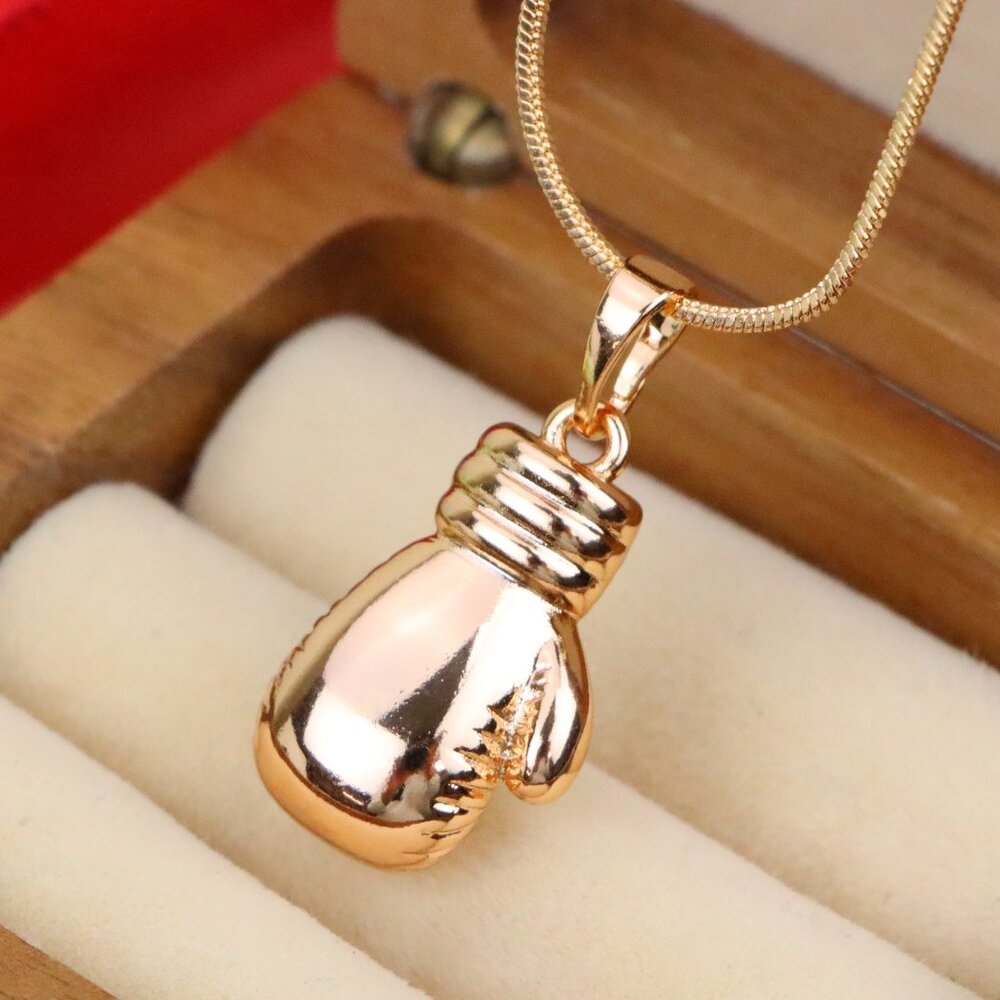 "Boxing Glove Rose Gold Pendant for Sporty Charm, XPPT1285